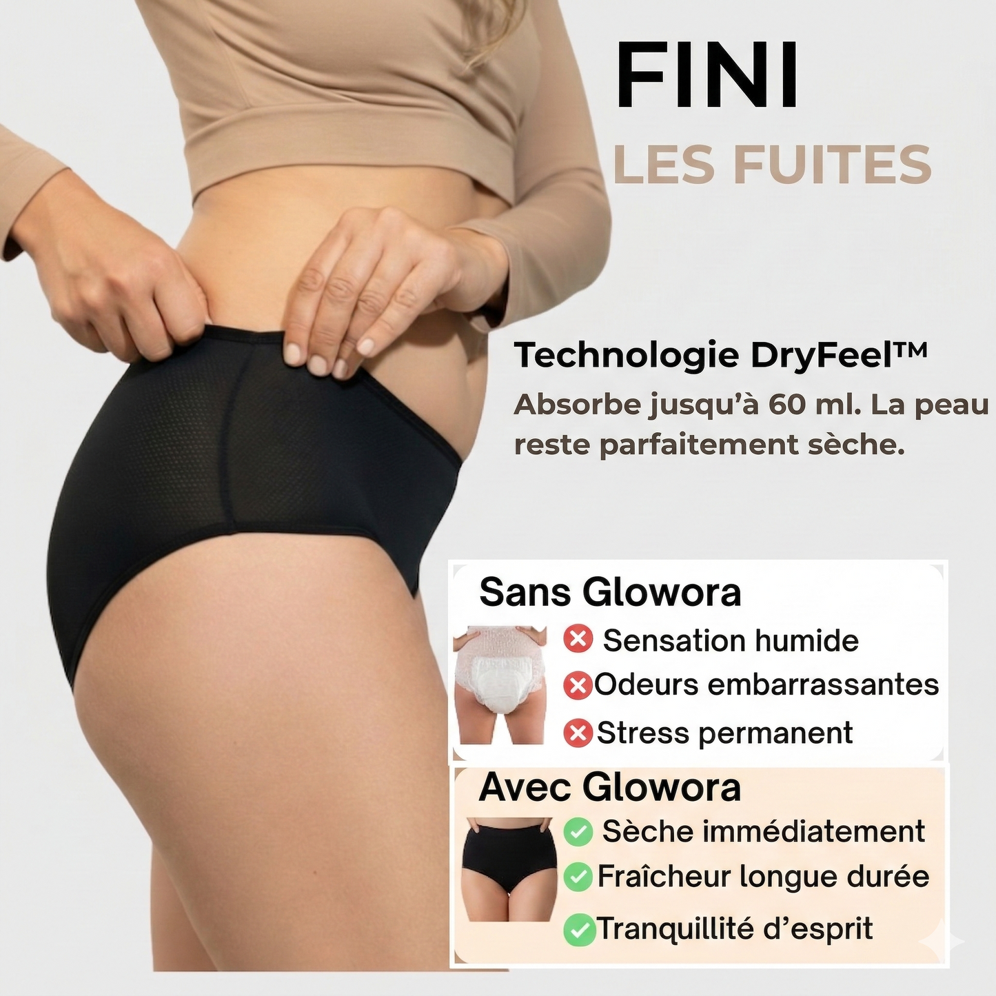 Culottes d’incontinence taille haute ultra-absorbantes